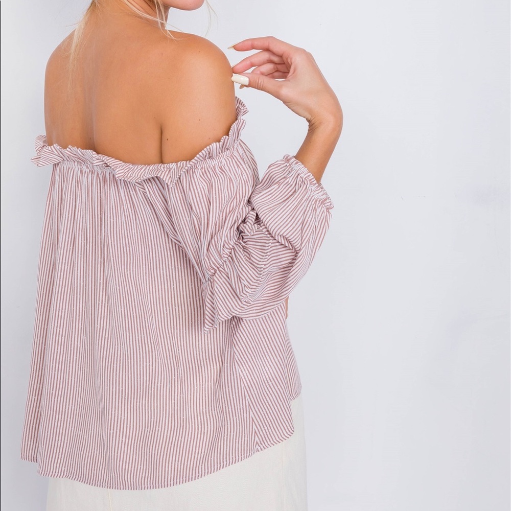 ❤️HP! Off The Shoulder Stripe Blouse - Picture 4 of 5